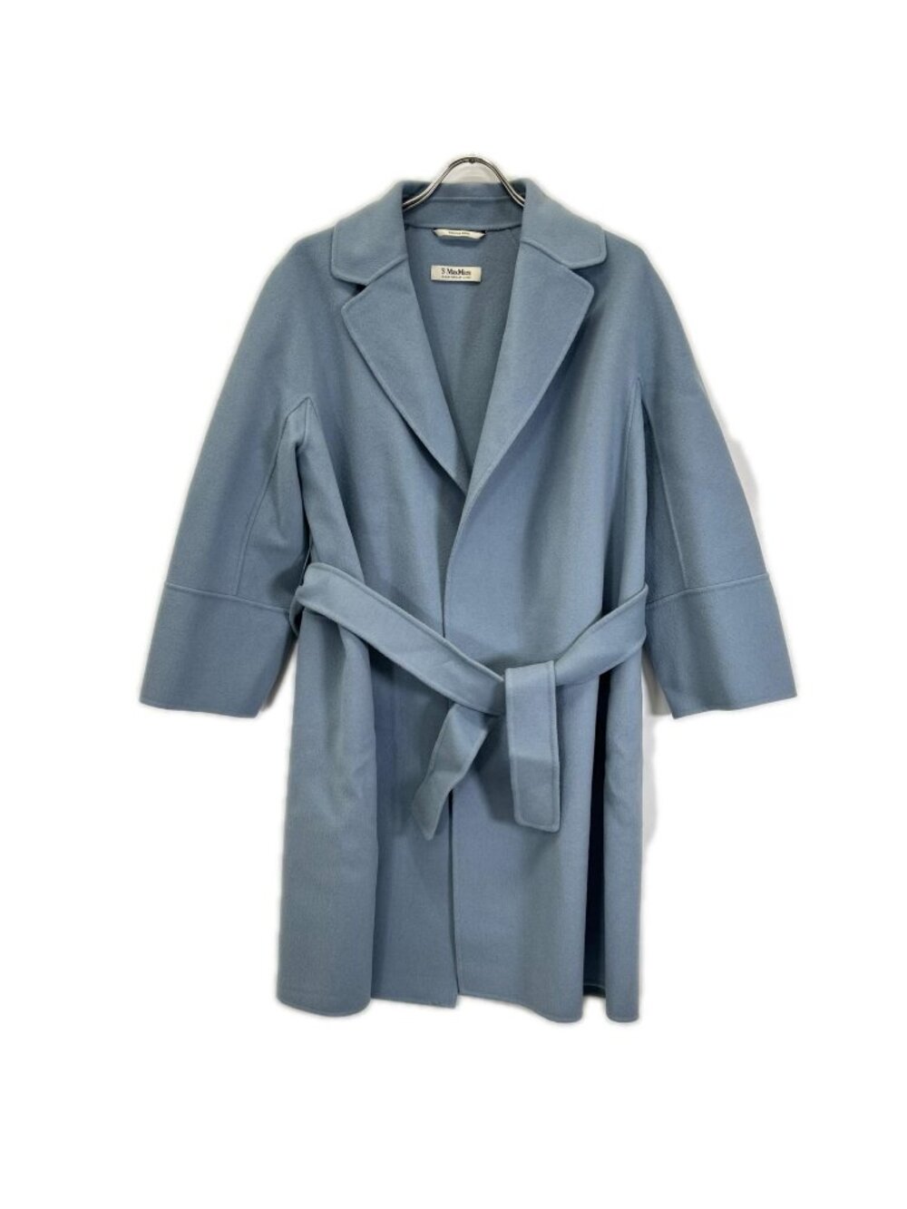Max Mara S Blue Arona Wool Double Face Long Coat 42